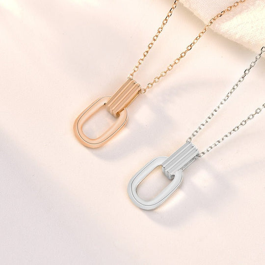 Simple Geometry Hollow Rectangle 925 Sterling Silver Necklace - JEWELLY