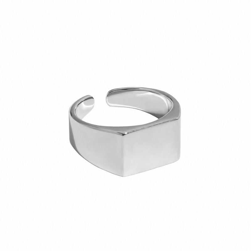 Simple Geometry Rectangle 925 Sterling Silver Adjustable Ring - JEWELLY