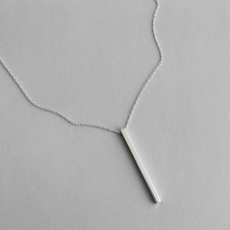 Simple Geometry Square Bar 925 Sterling Silver Necklace - JEWELLY