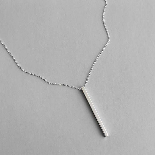 Simple Geometry Square Bar 925 Sterling Silver Necklace - JEWELLY