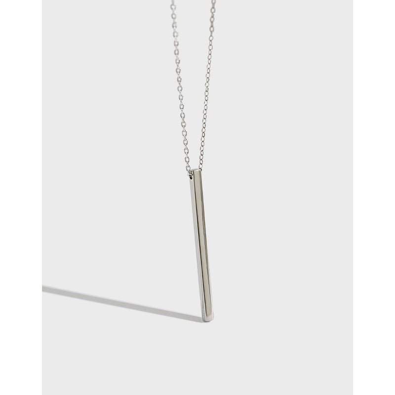 Simple Geometry Square Bar 925 Sterling Silver Necklace - JEWELLY