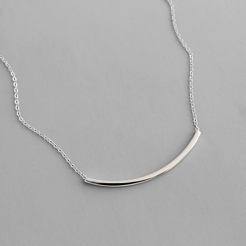 Simple Geometry Square Tube Smile 925 Sterling Silver Necklace - JEWELLY