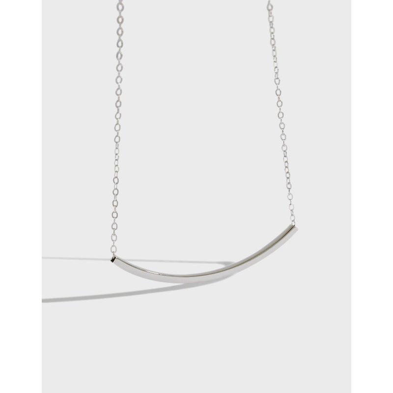 Simple Geometry Square Tube Smile 925 Sterling Silver Necklace - JEWELLY