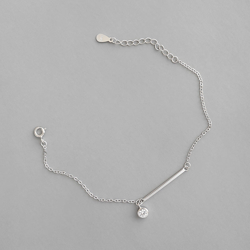 Simple Geometry Stick CZ 925 Sterling Silver Bracelet - JEWELLY