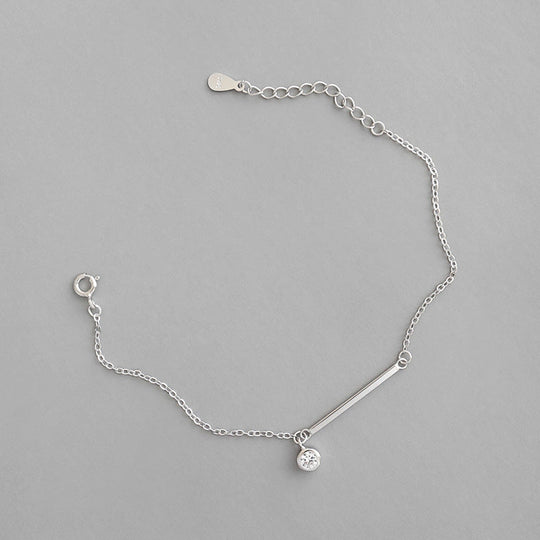 Simple Geometry Stick CZ 925 Sterling Silver Bracelet - JEWELLY