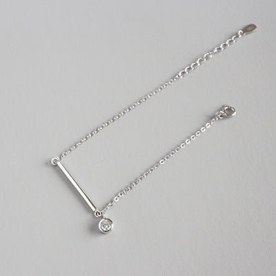 Simple Geometry Stick CZ 925 Sterling Silver Bracelet - JEWELLY