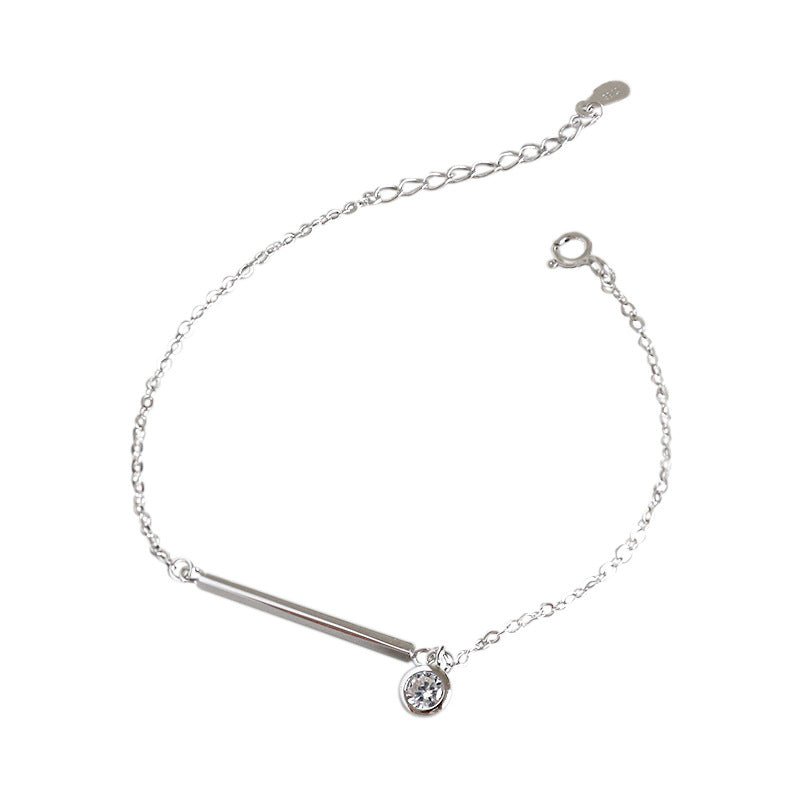 Simple Geometry Stick CZ 925 Sterling Silver Bracelet - JEWELLY