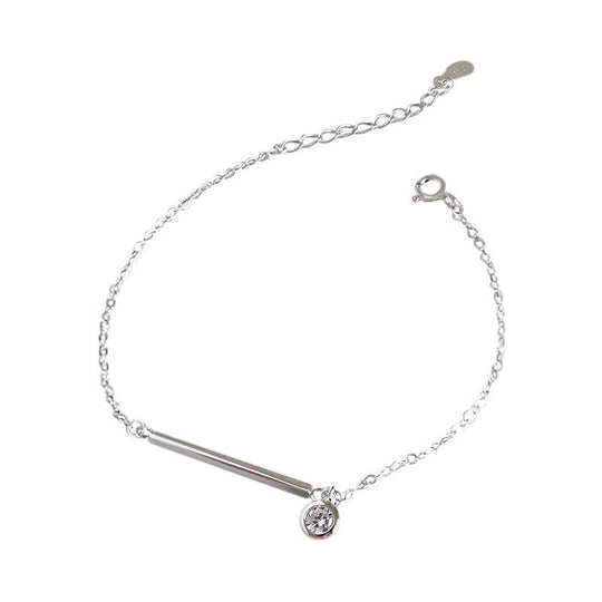 Simple Geometry Stick CZ 925 Sterling Silver Bracelet - JEWELLY