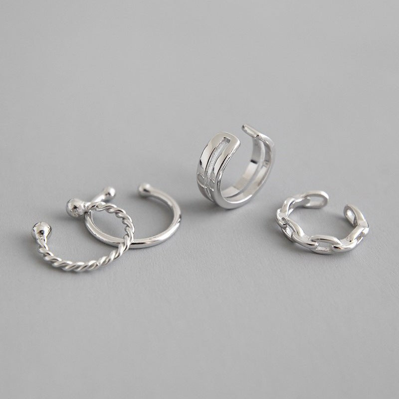 Simple Hollow Chain Twisted 925 Sterling Silver Non-Pierced Earrings(Single) - JEWELLY