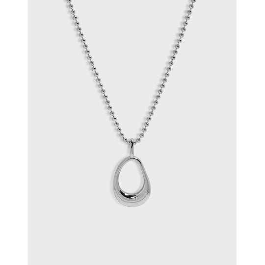 Simple Hollow Ellipse Beads 925 Sterling Silver Necklace - JEWELLY