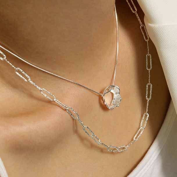 Simple Hollow Geometry Chain 925 Sterling Silver Necklace - JEWELLY