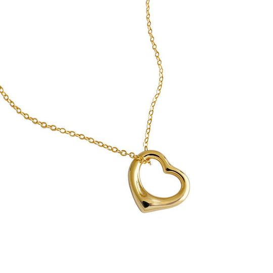 Simple Hollow Heart Girl 925 Sterling Silver Necklace - JEWELLY