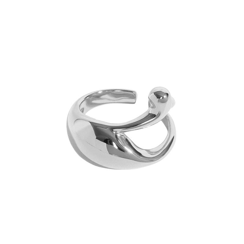 Simple Hollow Waterdrop 925 Sterling Silver Adjustable Ring - JEWELLY