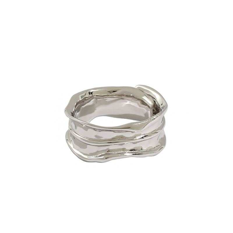 Simple Irregular Grain 925 Sterling Silver Adjustable Ring - JEWELLY