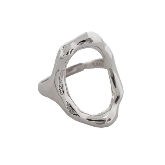 Simple Irregular O Shape 925 Sterling Silver Adjustable RingRing Top Size: 22.8mm * 17mm 
Ring Diameter: 16.9mm 
Metal Material: Solid 925 Sterling Silver
Metal Electroplating: 18K Yellow Gold/Rhodium
Ring Size: Open SizeJEWELLYJEWELLYShape 925 Sterling Silver Adjustable Ring