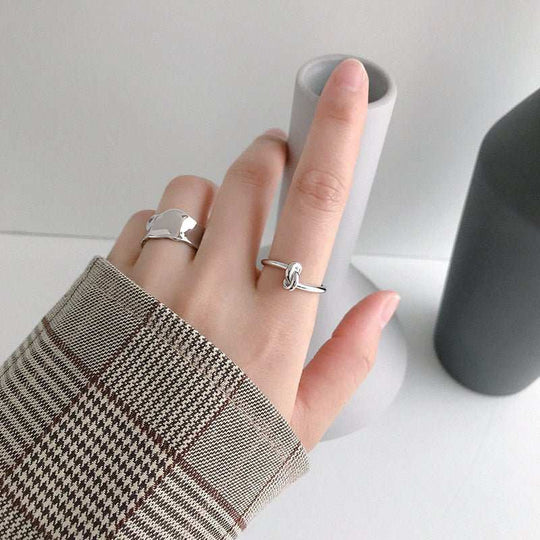 Simple Knot 925 Sterling Silver Adjustable Ring - JEWELLY