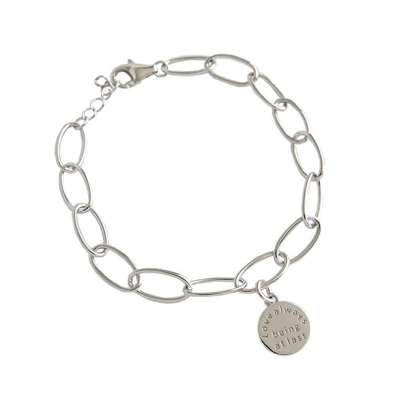 Simple Letters Tag 925 Sterling Silver Hollow Chain Bracelet - JEWELLY