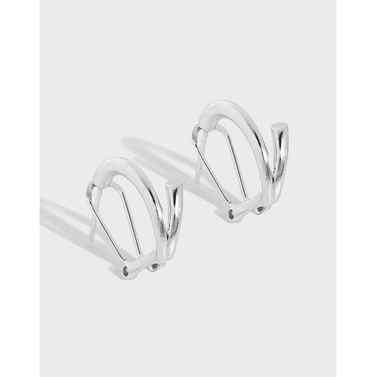 Simple Lines Circle Students 925 Sterling Silver Hoop Earrings - JEWELLY