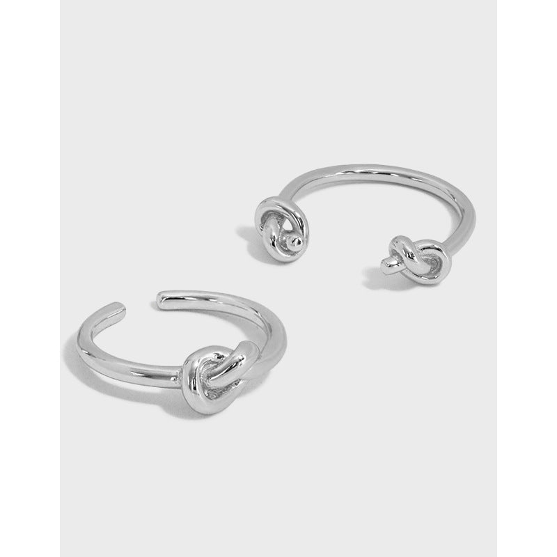 Simple Lines Knot 925 Sterling Silver Adjustable Ring - JEWELLY