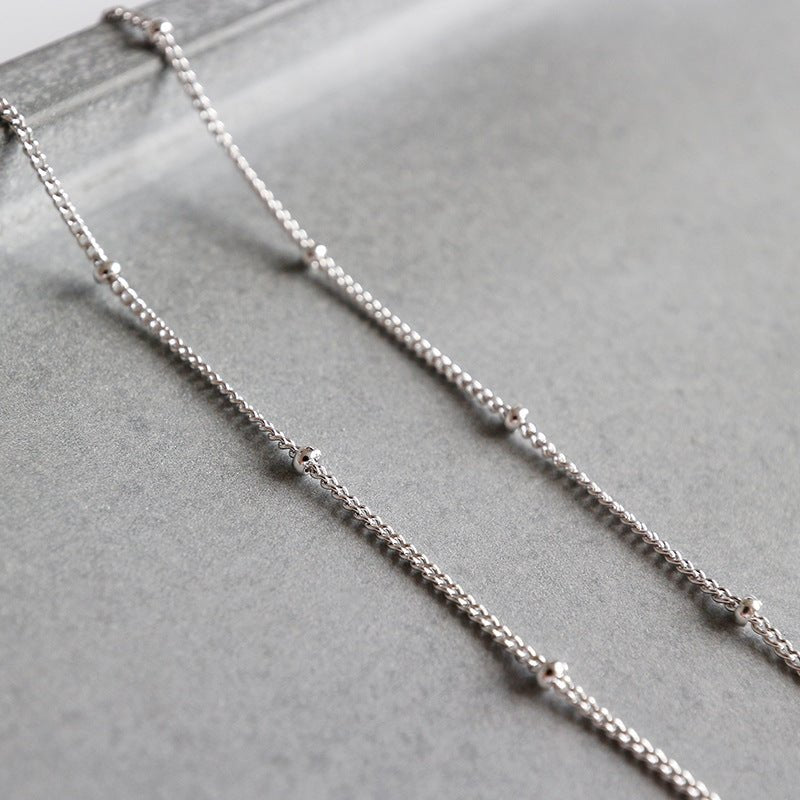 Simple Mini Beads Curb Chain 925 Sterling Silver Anklet - JEWELLY