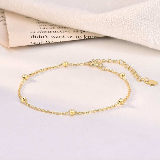 Simple Mini Beads Hollow Chain 925 Sterling Silver Bracelet - JEWELLY