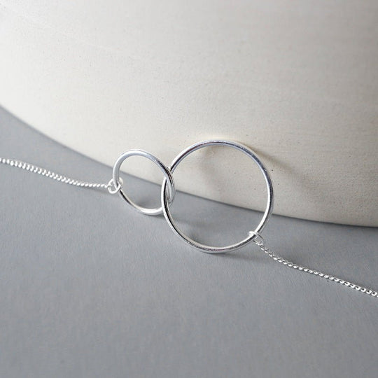 Simple Mother Child Loops 925 Sterling Silver Bracelet - JEWELLY