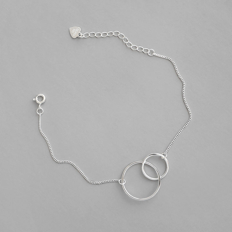 Simple Mother Child Loops 925 Sterling Silver Bracelet - JEWELLY