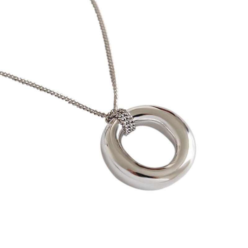 Simple Office Circle Ring 925 Sterling Silver Necklace - JEWELLY