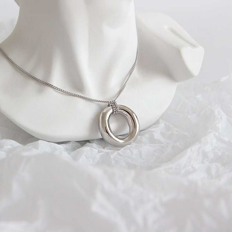 Simple Office Circle Ring 925 Sterling Silver Necklace - JEWELLY