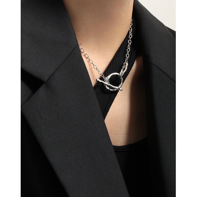 Simple OT Hollow Chain 925 Sterling Silver Choker Necklace - JEWELLY