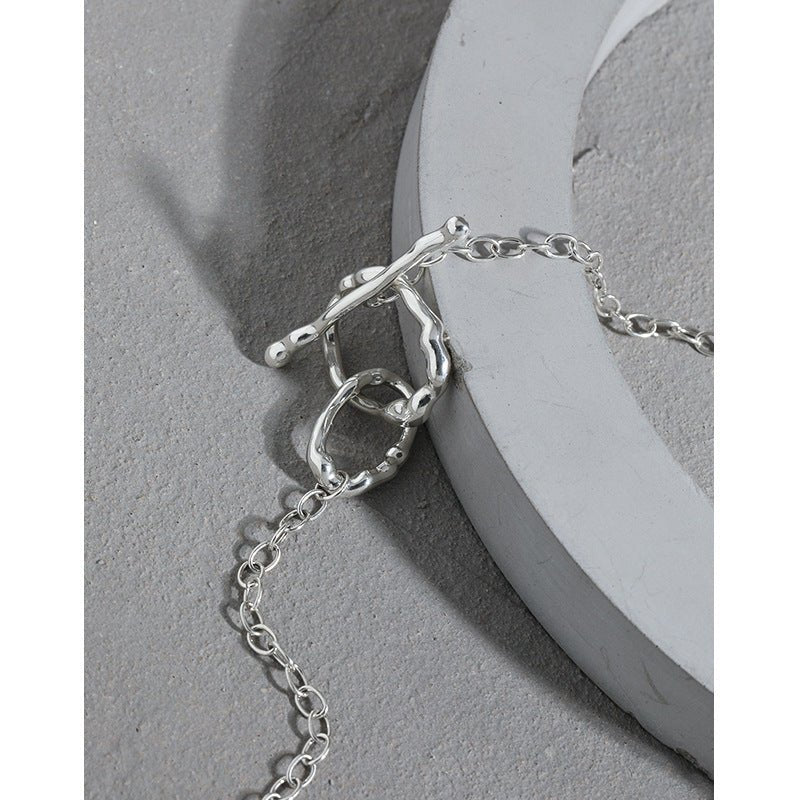 Simple OT Hollow Chain 925 Sterling Silver Choker Necklace - JEWELLY