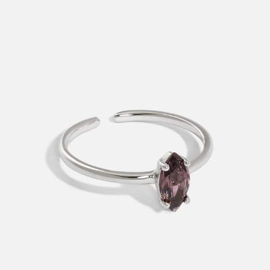 Simple Oval Created Tourmaline 925 Sterling Silver Adjustable Ring - JEWELLY