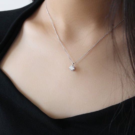 Simple Party Round CZ 925 Sterling Silver Necklace - JEWELLY