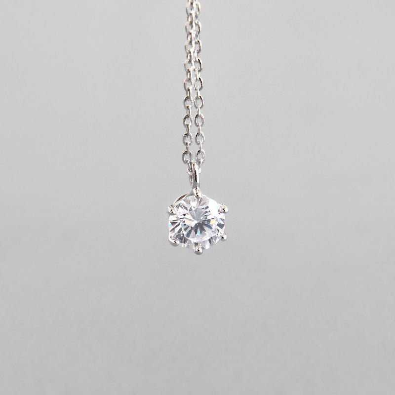 Simple Party Round CZ 925 Sterling Silver Necklace - JEWELLY