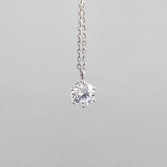 Simple Party Round CZ 925 Sterling Silver Necklace - JEWELLY