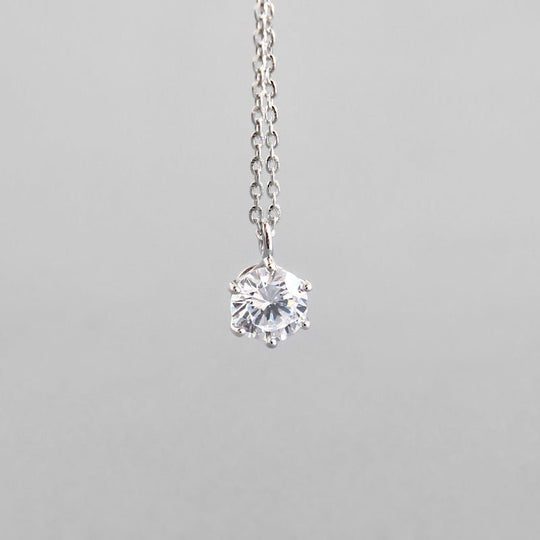 Simple Party Round CZ 925 Sterling Silver Necklace - JEWELLY