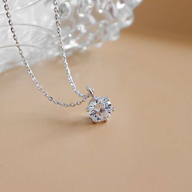 Simple Party Round CZ 925 Sterling Silver Necklace - JEWELLY