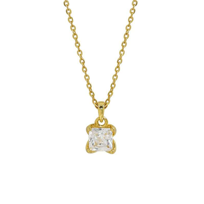 Simple Radiant CZ New 925 Sterling Silver NecklaceMain Stone: Cubic Zirconia
Main Stone Quantity: 1 
Pendant Size: 6.35mm 
Metal Material: Solid 925 Sterling Silver
Metal Electroplating: 18K Yellow Gold/Rhodium
ChaiJEWELLYJEWELLY925 Sterling Silver Necklace