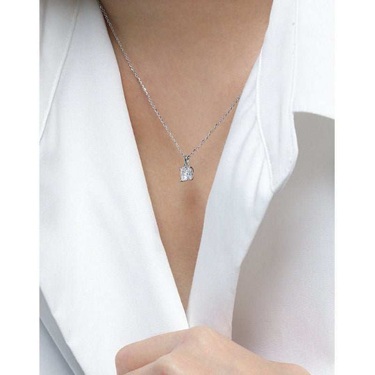 Simple Radiant CZ New 925 Sterling Silver NecklaceMain Stone: Cubic Zirconia
Main Stone Quantity: 1 
Pendant Size: 6.35mm 
Metal Material: Solid 925 Sterling Silver
Metal Electroplating: 18K Yellow Gold/Rhodium
ChaiJEWELLYJEWELLY925 Sterling Silver Necklace