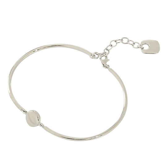 Simple Round Tag 925 Sterling Silver Adjustable Bangle - JEWELLY