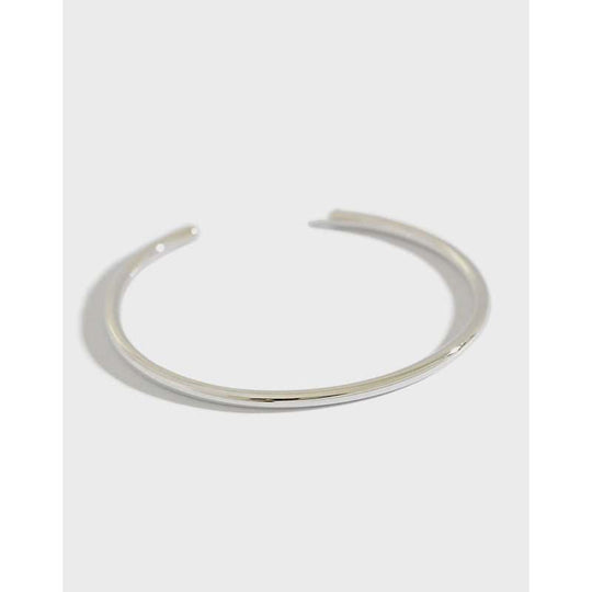 Simple S990 Smooth Ring 925 Sterling Silver Open Bangle - JEWELLY