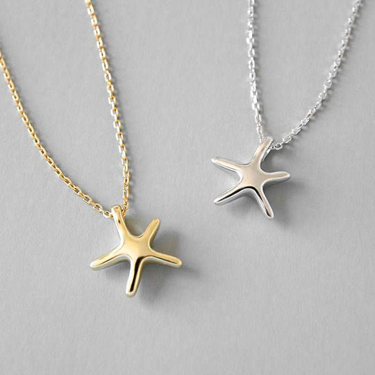 Simple Starfish Five Stars 925 Sterling Silver NecklacePendant Size: 14mm
Chain Width: 1.2mm 
Metal Material: Solid 925 Sterling Silver
Metal Electroplating: Rhodium/18K Yellow Gold
Chain Length: 405mm + 55mm AdjustaJEWELLYJEWELLYStars 925 Sterling Silver Necklace