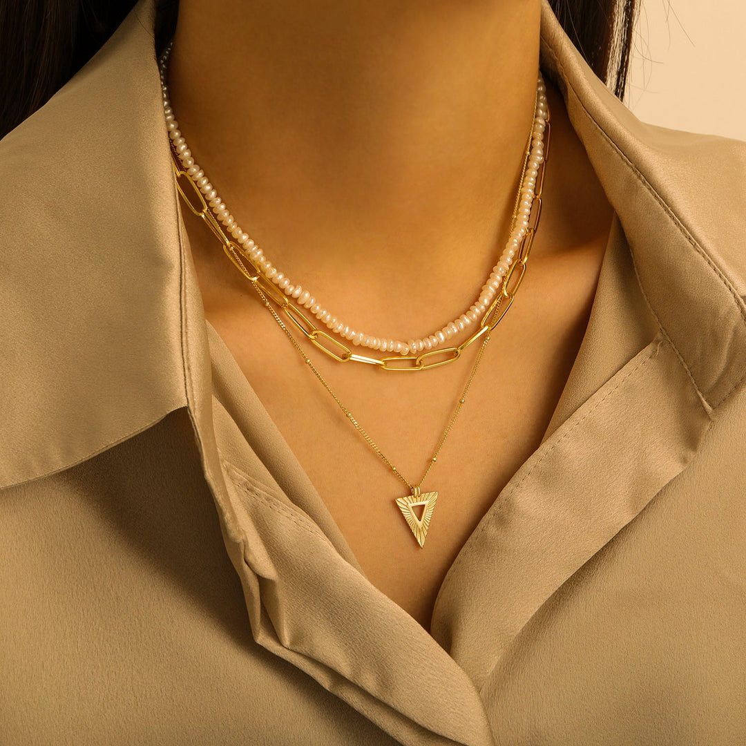 Statement Geometry Triangle 925 Sterling Silver Necklace - JEWELLY