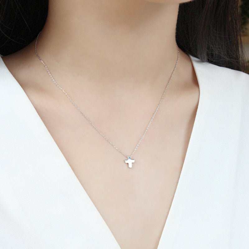 Students Mini Cross Cute 925 Sterling Silver Necklace - JEWELLY