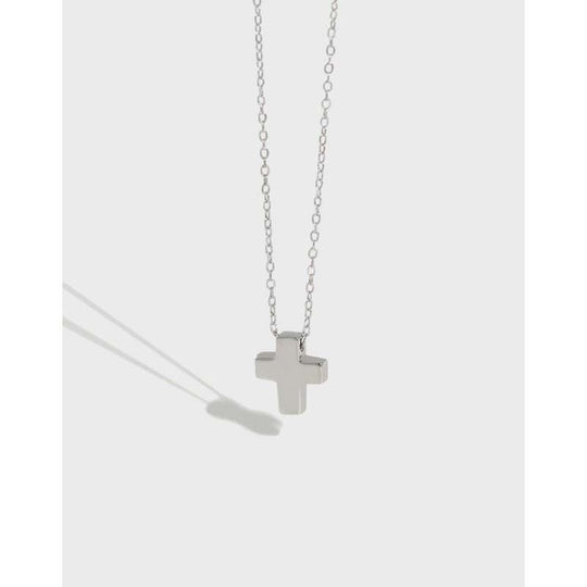 Students Mini Cross Cute 925 Sterling Silver Necklace - JEWELLY