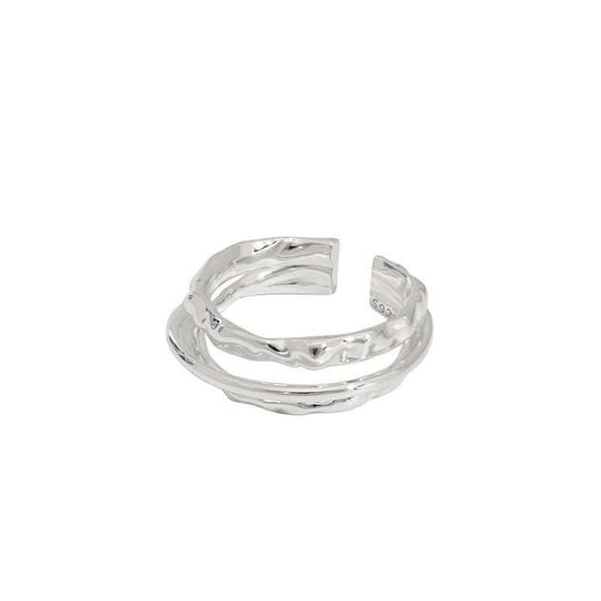 Triple Layer Simple 925 Sterling Silver Adjustable Ring - JEWELLY