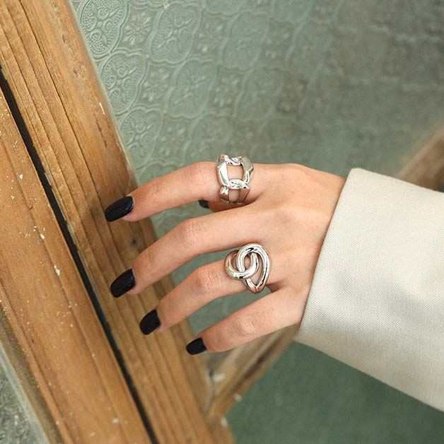 Unique Lines Cross 925 Sterling Silver Adjustable Ring - JEWELLY