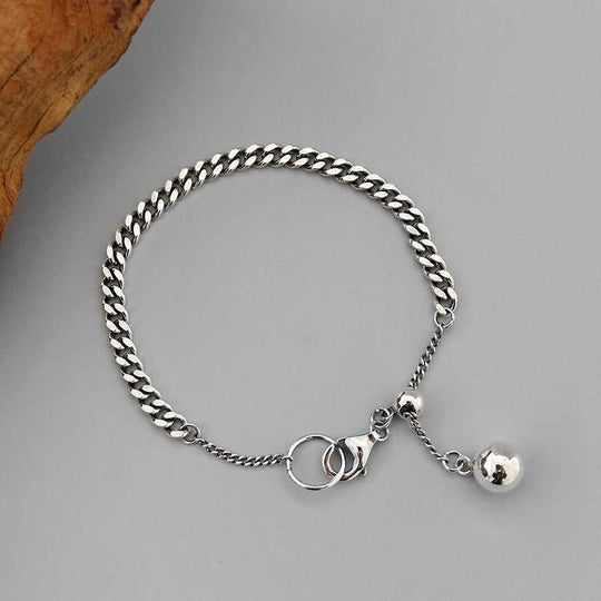 Vintage Curb Chain Round Ball 925 Sterling Silver BraceletPendant Size: 8mm 
Metal Material: Solid 925 Sterling Silver
Chain Length: 170mm Adjustable
Total Weight: 5.83gJEWELLYJEWELLYVintage Curb Chain Round Ball 925 Sterling Silver Bracelet