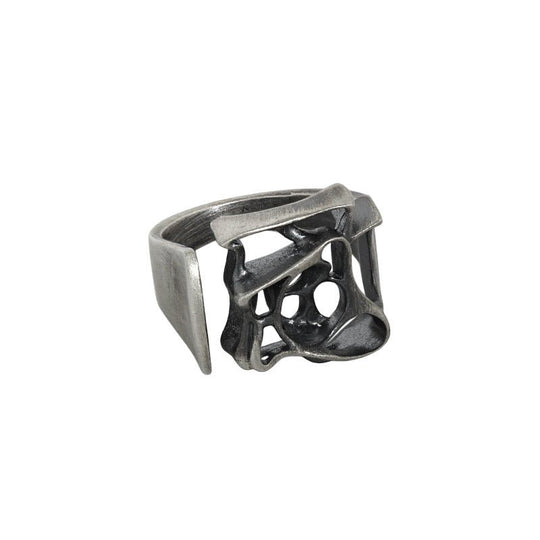 Vintage Geometry Hollow Holes 925 Sterling Silver Adjustable Ring - JEWELLY