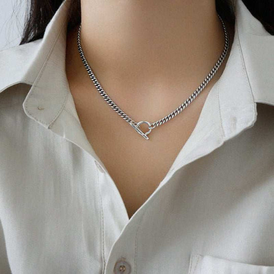 Vintage Geometry Men's OT Chain 925 Sterling Silver NecklacePendant Size: 13mm/20.6mm 
Metal Material: Solid 925 Sterling Silver
Chain Length: 415mm
Total Weight: 19.02gJEWELLYJEWELLYOT Chain 925 Sterling Silver Necklace